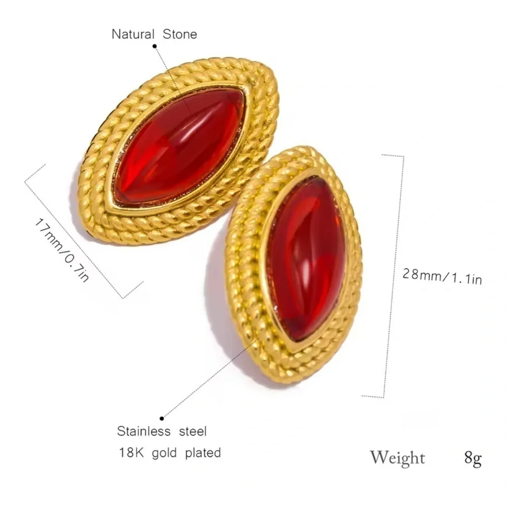 Vintage Oval Gold Stainless Steel Waterproof  Earrings